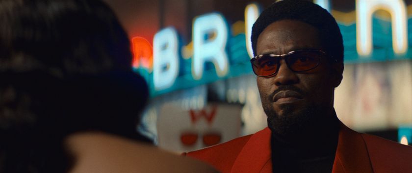 Simon Williams (Yahya-Abdul Mateen II) in red sunglasses in Wonder Man