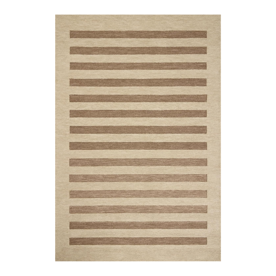 Loloi Leanne Ford Craven Collection Cvn-05 Oatmeal/bark 2'-3&amp;quot; X 3'-9&amp;quot; Accent Rug Striped, Patterned, Neutral, Entryway, Mudroom, Bathroom, and Kitchen
