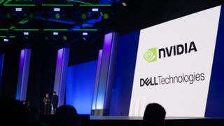 Michael Dell, CEO and chairman at Dell Technologies, onstage with Jensen Huang, co-founder, president and CEO at Nvidia. The photo was taken at Dell Technologies World 2024, with the pair stood on the keynote stage as the Dell Technologies and Nvidia logos are shown behind them.