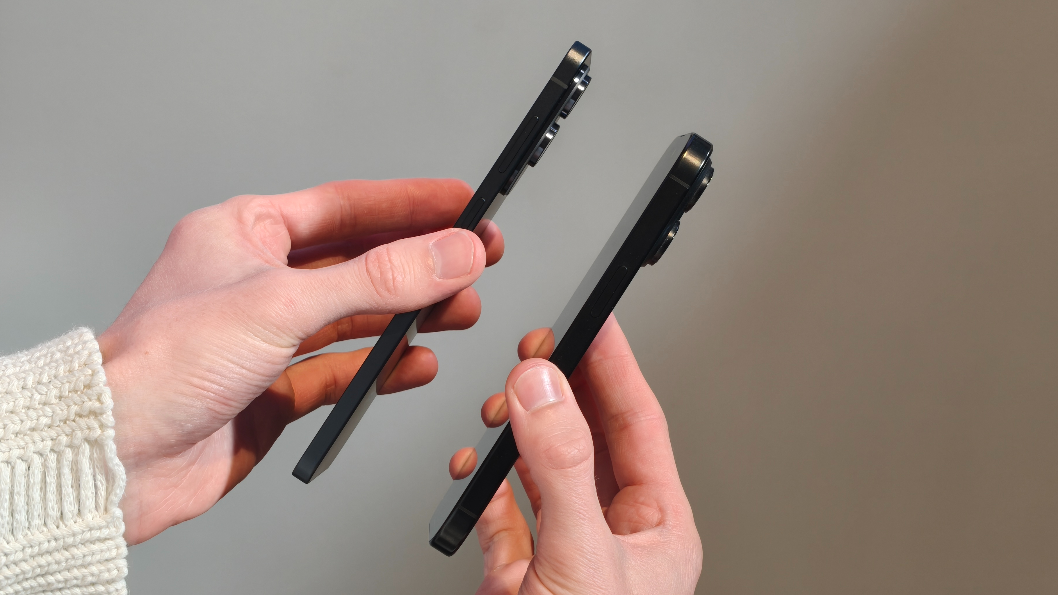 The Samsung Galaxy S25 Edge next to the iPhone 16 Pro