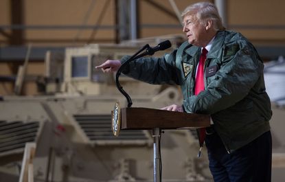 Trump speaks with U.S. troops in Iraq