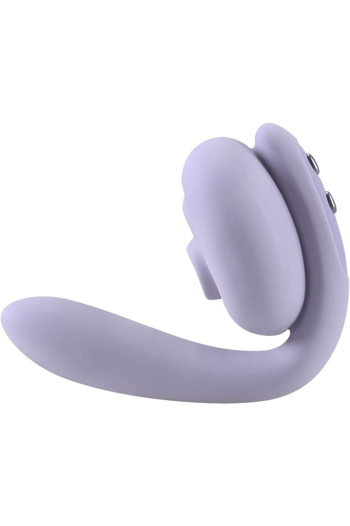 pastel purple rabbit vibrator with clitoral suction piece and long, adjustable arm