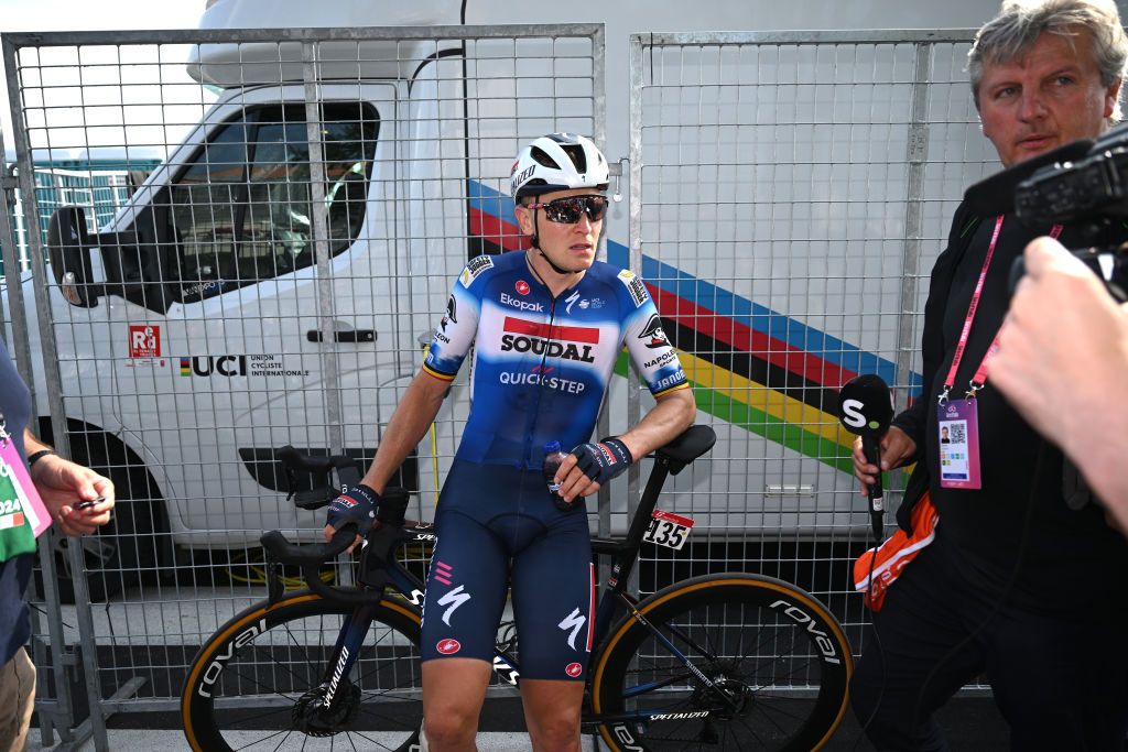 FRANCAVILLA AL MARE ITALY MAY 15 Tim Merlier of Belgium and Team Soudal QuickStep reacts after the 107th Giro dItalia 2024 Stage 11 a 207km stage from Foiano di val Fortore to Francavilla al mare UCIWT on May 15 2024 in Francavilla al mare Italy Photo by Dario BelingheriGetty Images