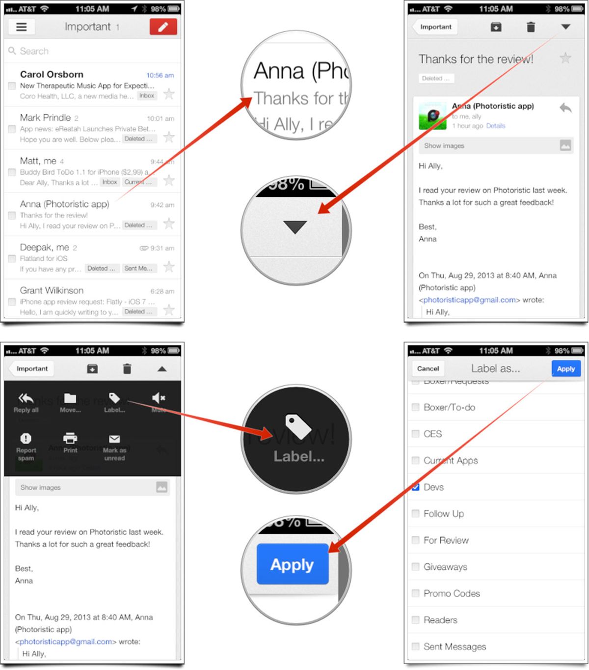 how to send email to label group in gmail app iphone