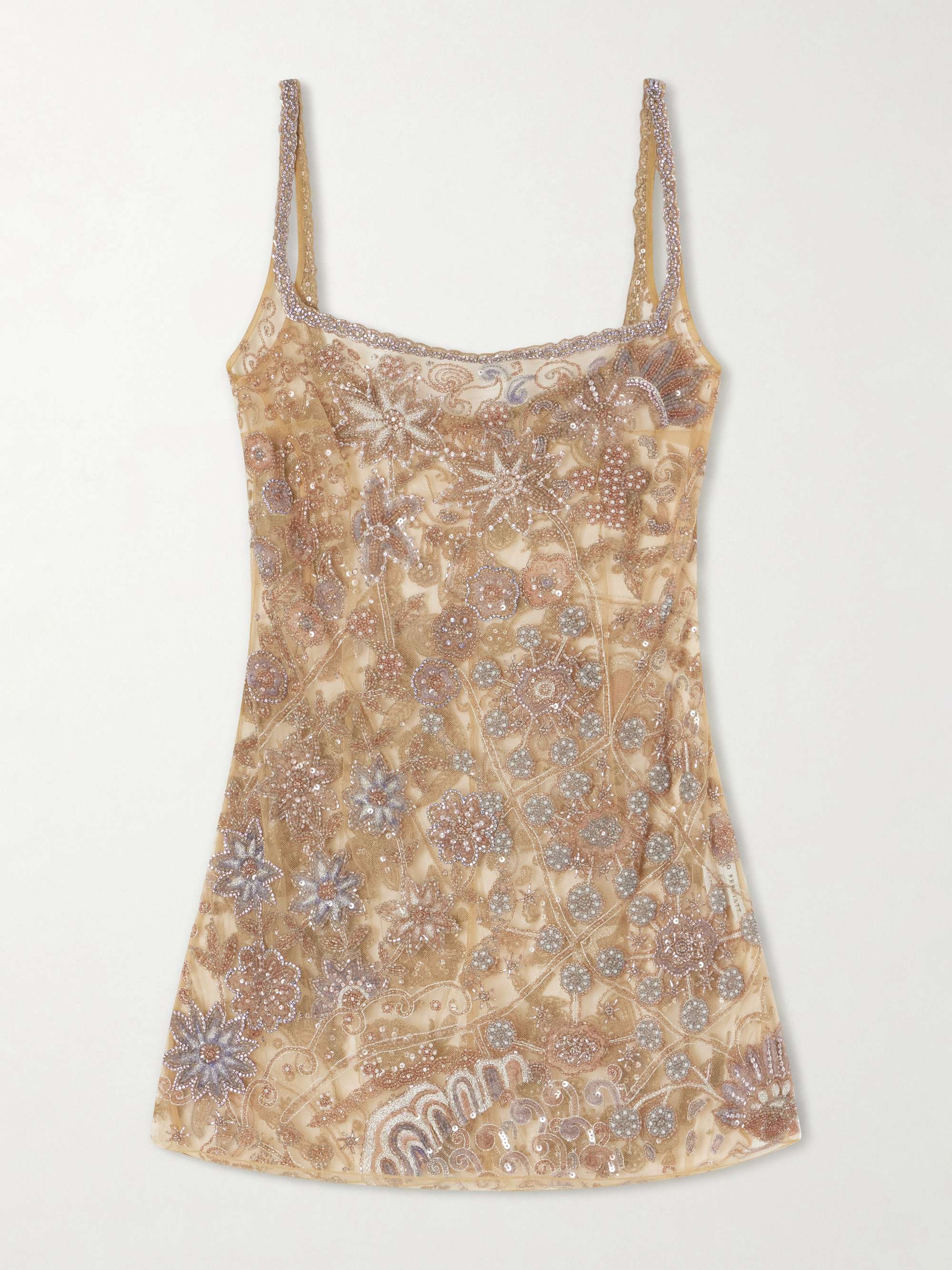 Sol&amp;eacute;a Embellished Mesh Mini Dress