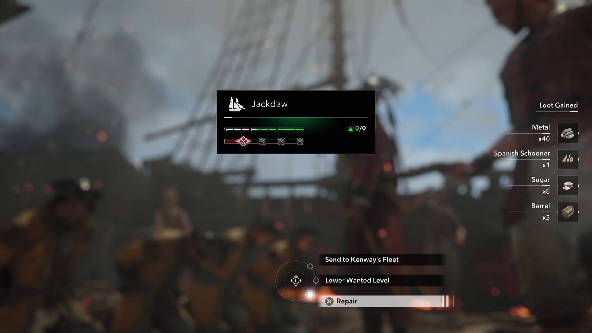 Black Flag Resynced boarding rewards include repairing the jackdaw for almost two sections of health