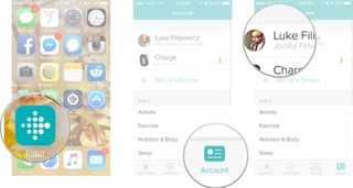 Launch Fitbit from your Home screen, tap on the account tab , and then tap on your name.