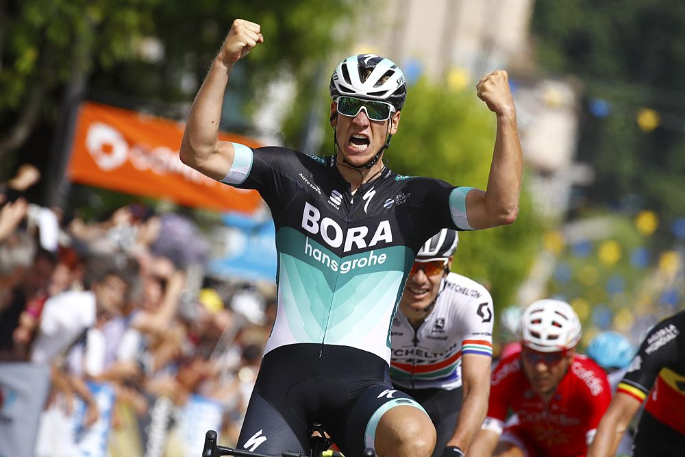 Pascal Ackermann (Bora-Hansgrohe) won stage 2 reduced bunch sprint at the Crit&eacute;rium du Dauphin&eacute;