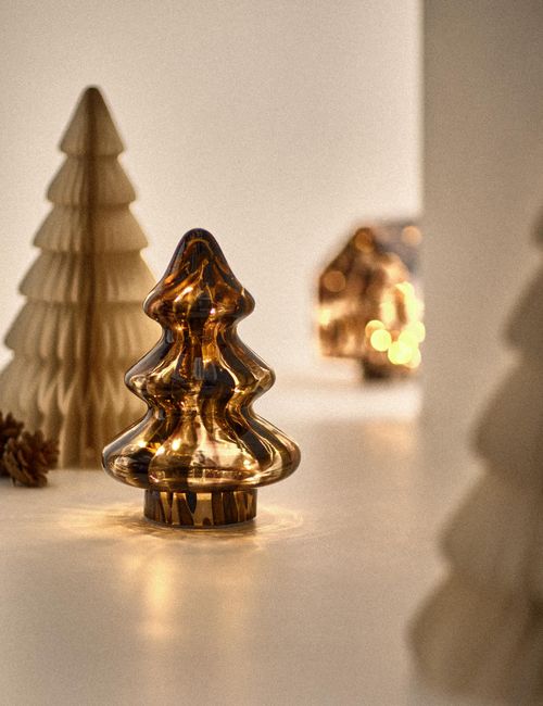 Confetti Glass Light Up Tree Decoration