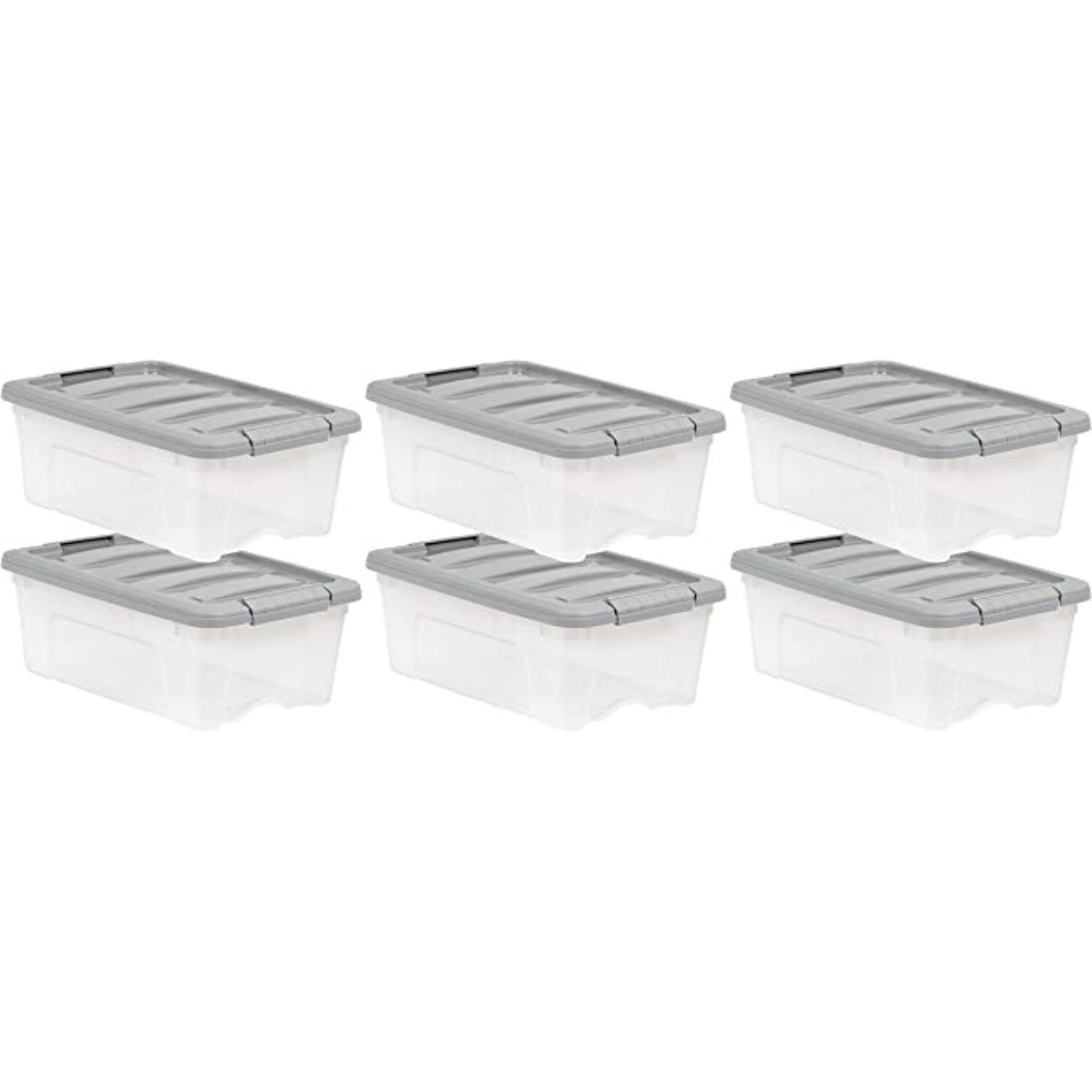 Amazon Basics Wadah Penyimpanan Plastik 12 Quart yang Dapat Ditumpuk dengan Tutup Pengunci