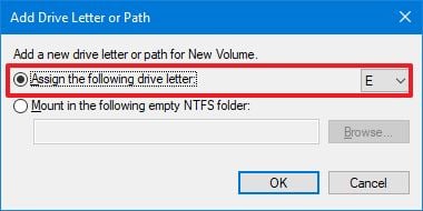 Disk Management assign letter