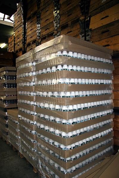A plethora of bottles about to be shipped off to ProTour team Cr&eacute;dit Agricole.