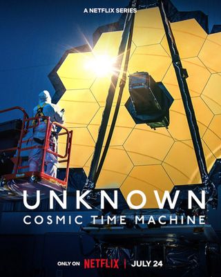 posted for the 'cosmic time machine' documentary showing the james webb space telescope's huge golden mirror.