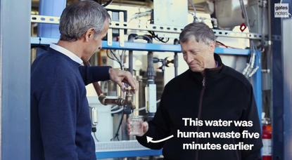 Bill Gates drinks water made from human waste to demonstrate a revolutionary sewage treatment breakthrough