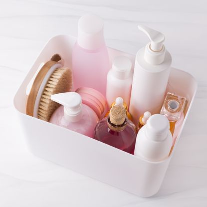 Storage box with skincare products