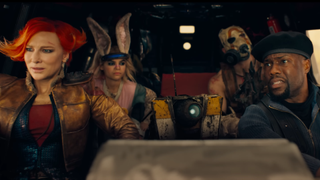 The cast of the Borderlands movie look concerned.