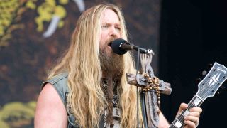 Zakk Wylde performing onstage at Download 2012 festival