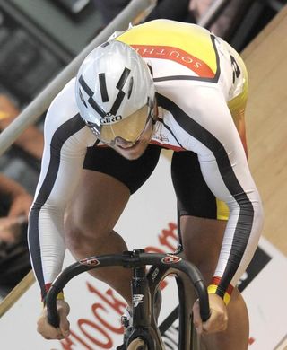 Eddy Dawkins on his way to the New Zealand men's sprint title for 2010