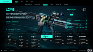 Battlefield 2042 weaponry loadout for the LCMG