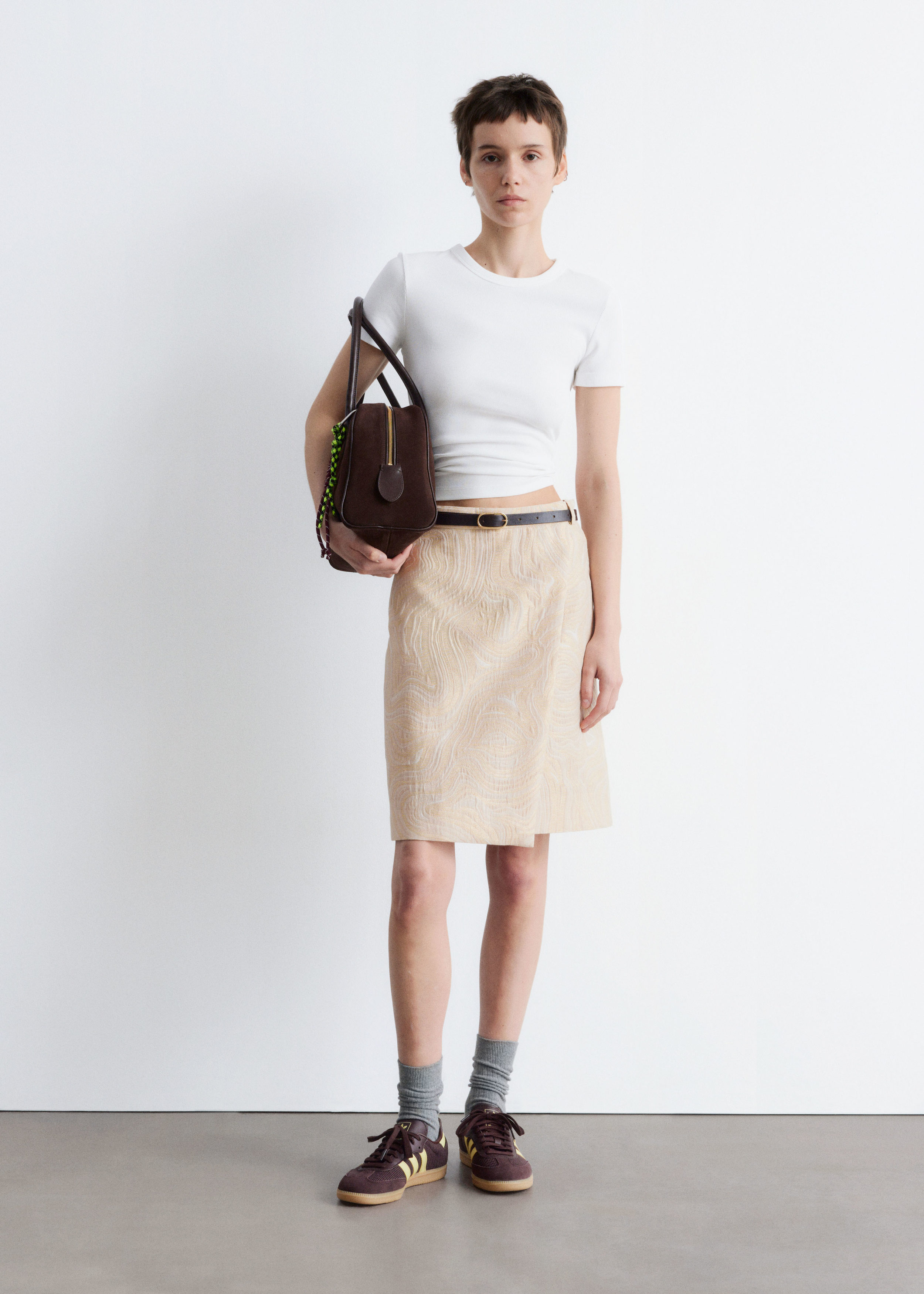 A-Line Jacquard Midi Skirt