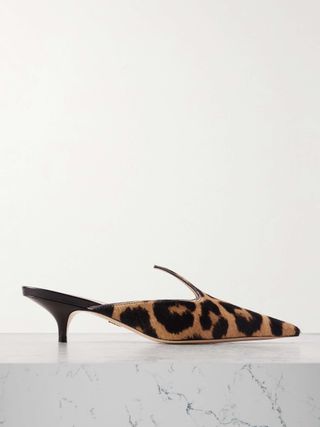 Dorye Leopard-Print Calf Hair Mules