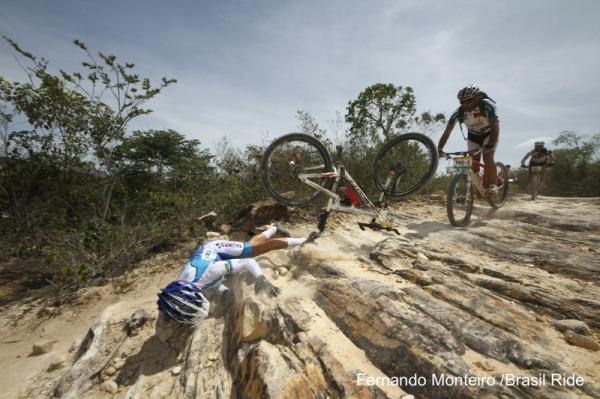 A racer goes down hard