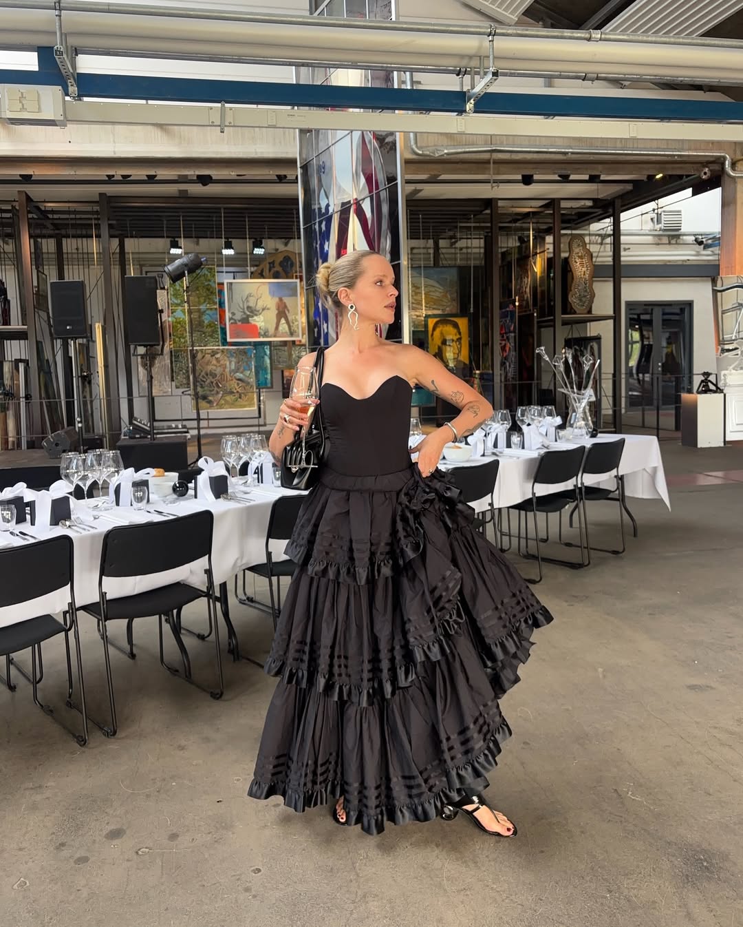 Marie in a black dress