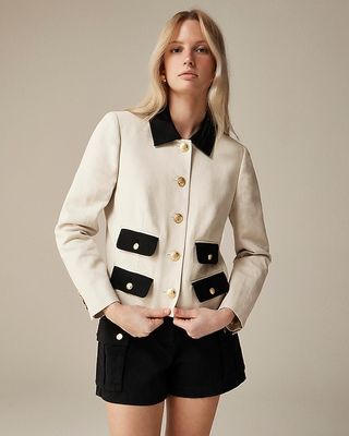 Contrast Lady Jacket in Textured Linen Blend
