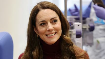 Catherine, Princess of Wales smiles during a visit to The Royal Marsden Hospital on January 14, 2025 