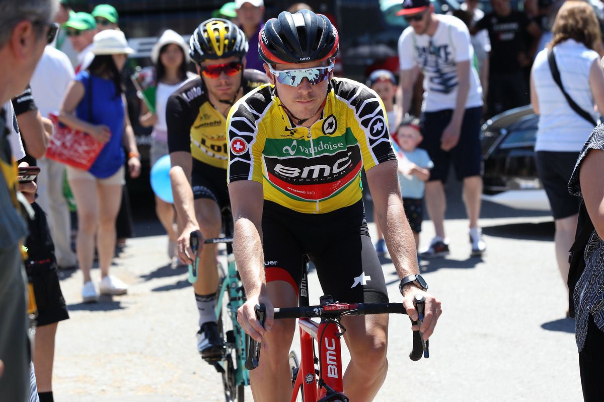 Rohan Dennis (BMC) enjoying his morning in yellow