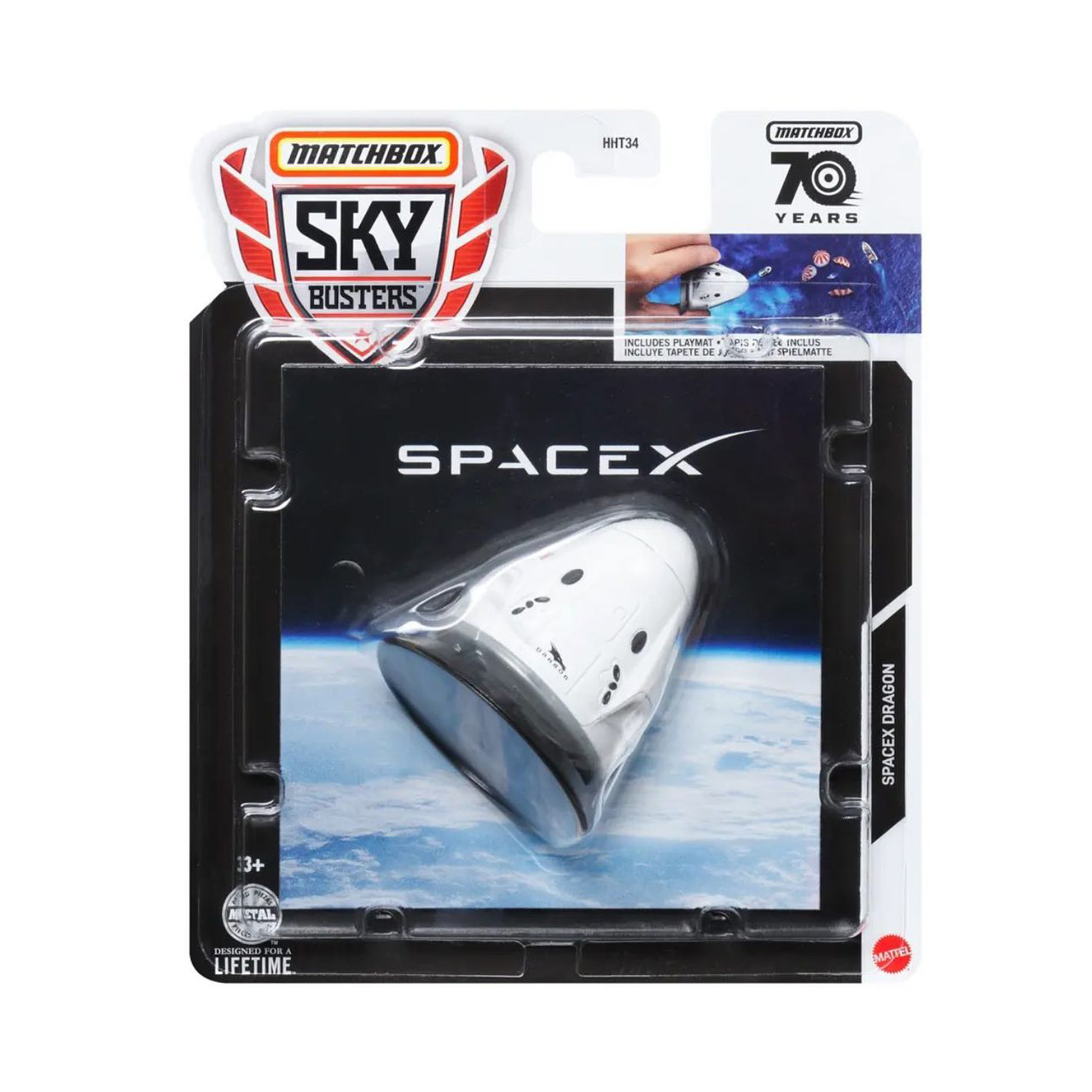 Mattel's Matchbox Sky Busters line now includes a die-cast model of the SpaceX Dragon capsule.