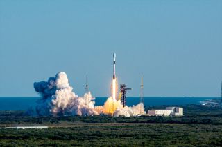 A SpaceX Falcon 9 rocket carrying 24 Starlink satellites lifts off from Space Launch Complex 40 (SLC-40) at Cape Canaveral Space Force Station in Florida on Sunday, Feb. 25, 2024.