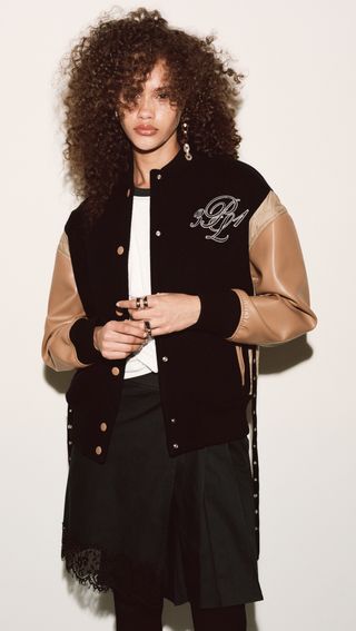 Boxy Fit Varsity Bomber Jacket