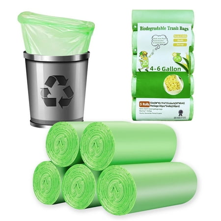 200 Counts 4 6 Gallon Biodegradable Trash Bags Small Can Liners 4 5 6 Gal Waste Basket Bags Bin Liners Bathroom Bedroom Kitchen Unscented Tear Resist