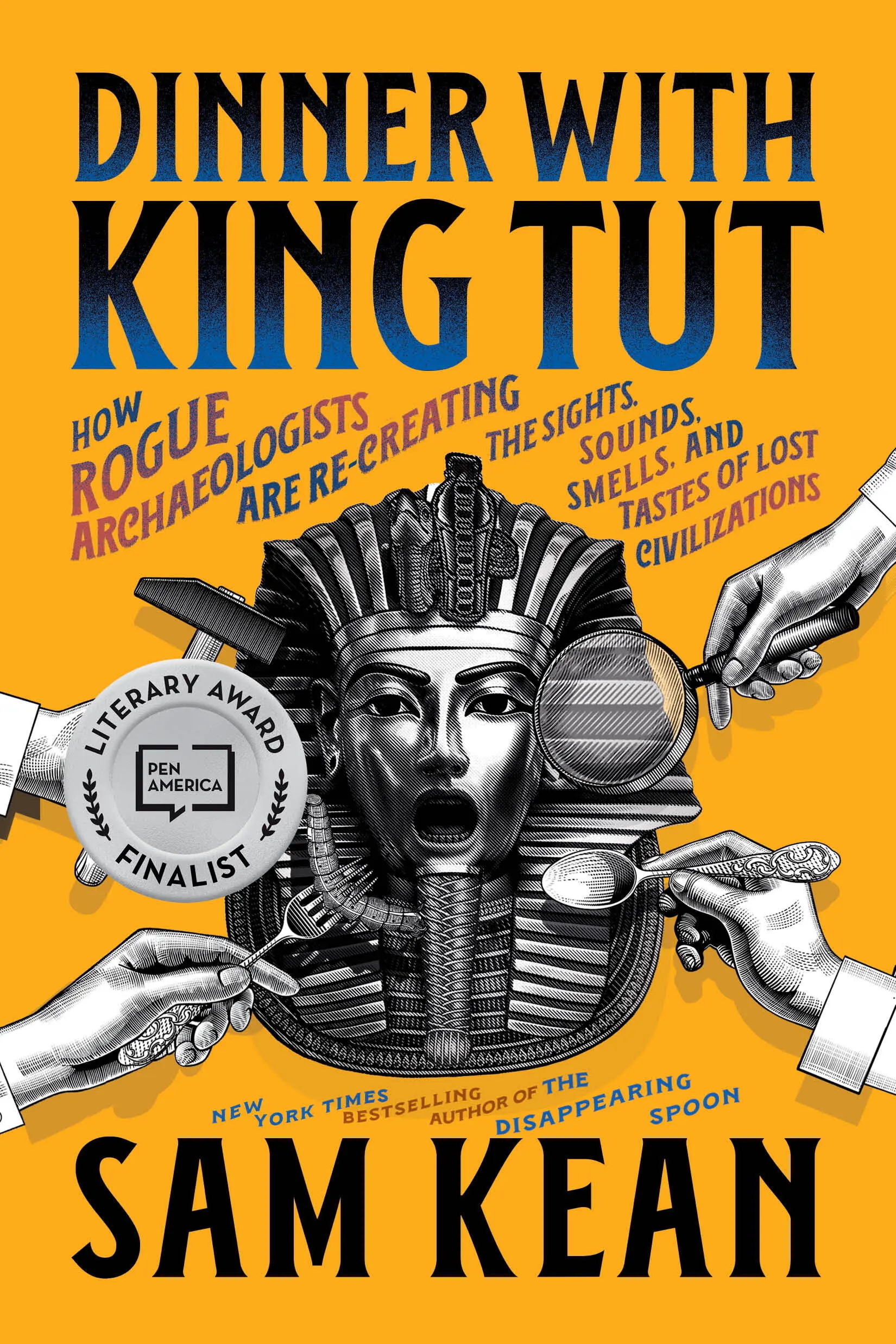 A yellow book cover with a view of a pharaoh's head and the Title