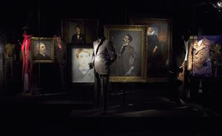 The gentleman's portrait room, showcasing Van Noten's A/W 2009 men's collection
