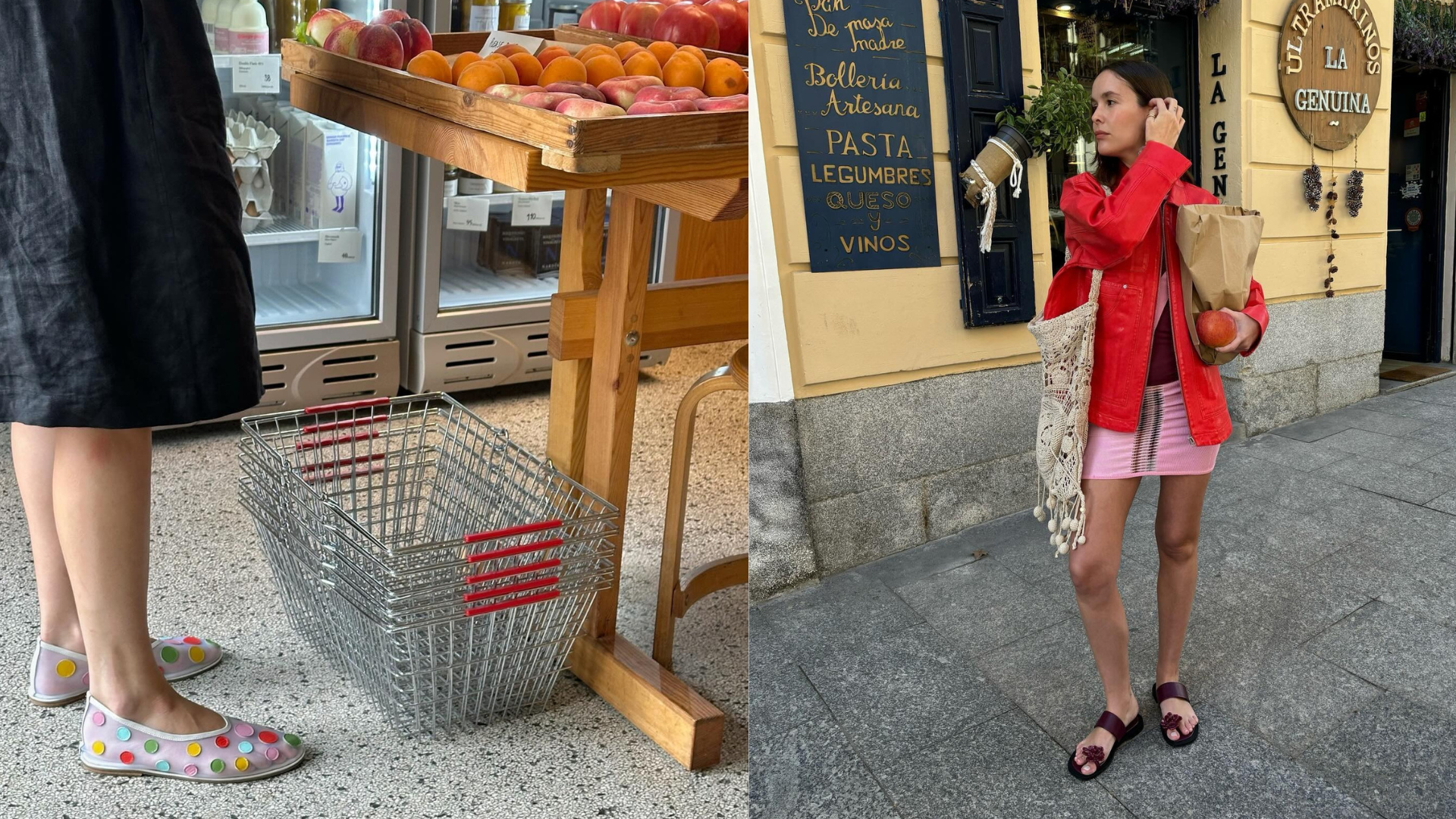 Helena Cuesta and Anne Johannsen shopping for fruit