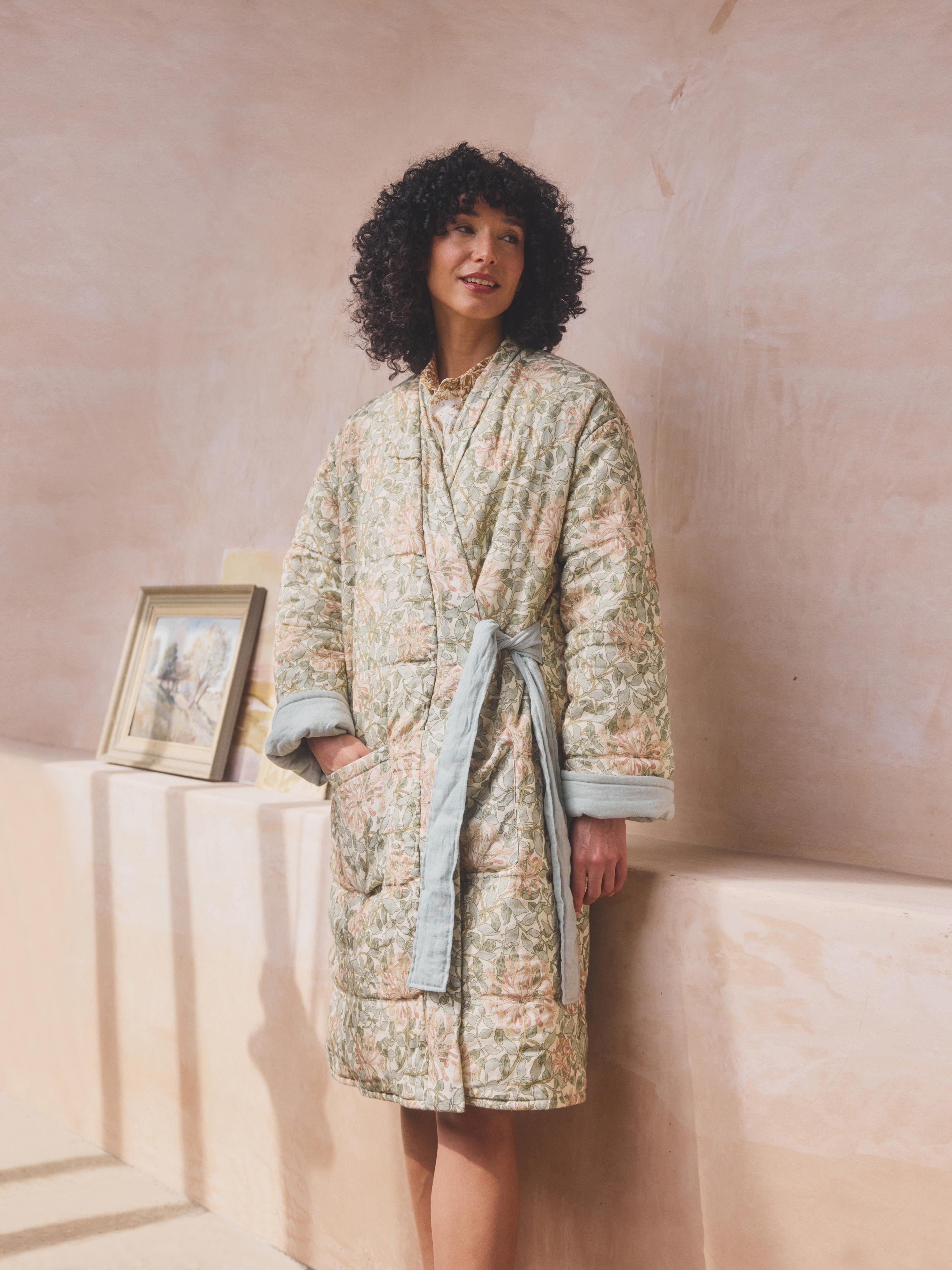 Soft Sage Honeysuckle Linen Housecoat