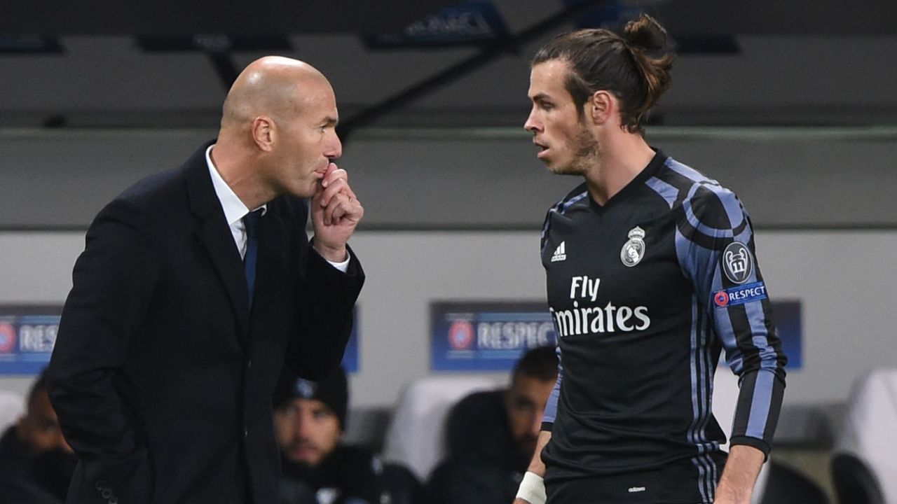 Real Madrid head coach Zinedine Zidane and forward Gareth Bale 