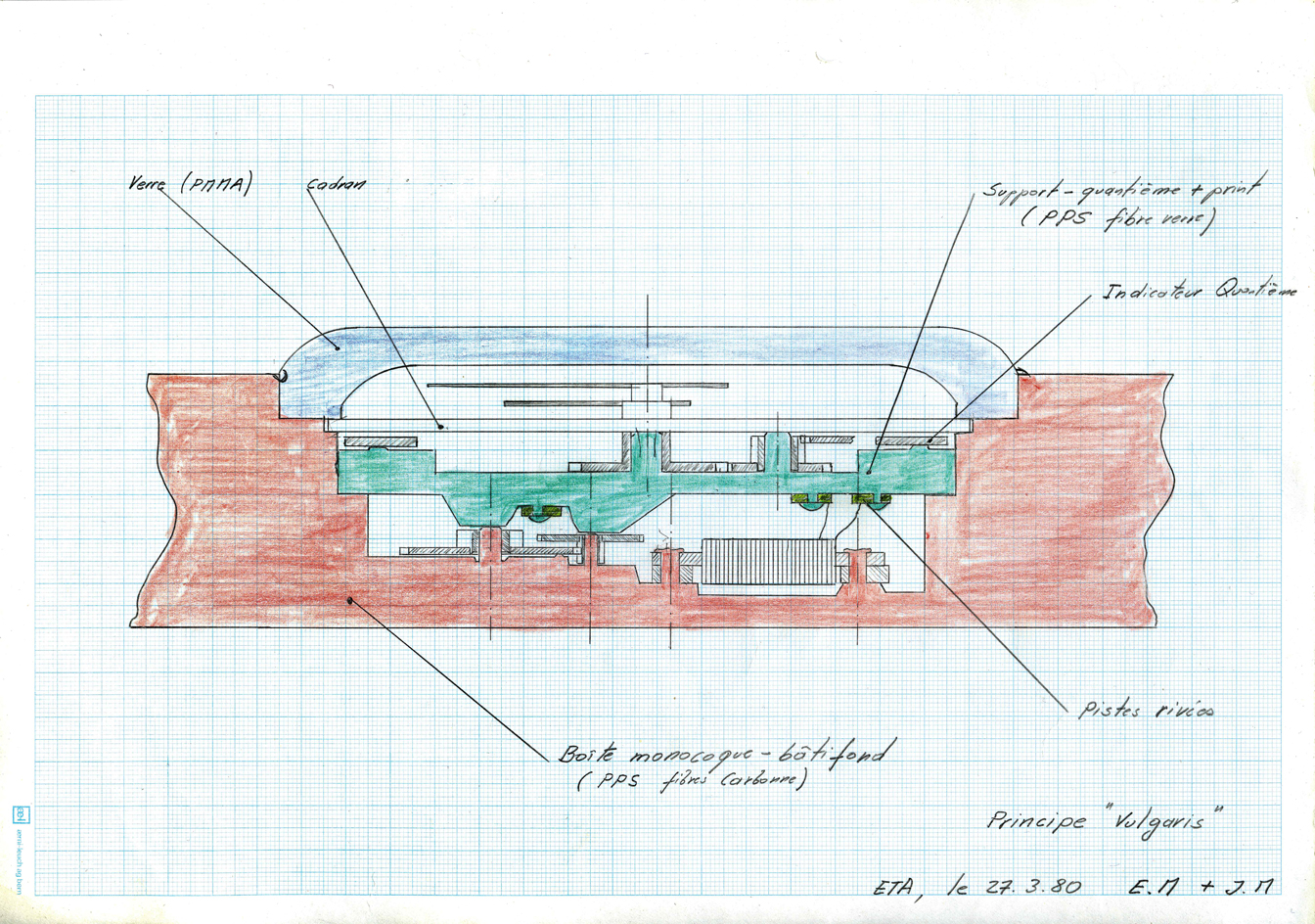 design drawing of ’Vulgaris’, the original Swatch