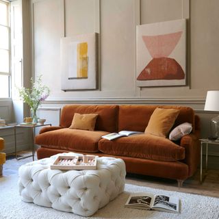 sofa with cushions and lamp