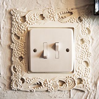 One socket with 2 switches, boxed in a flowery square design