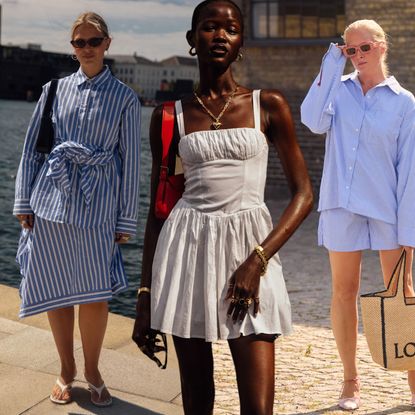 collage of women wearing vacation outfits 