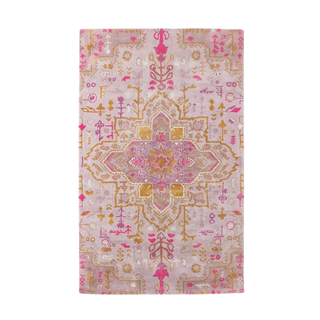A pink and yellow rug