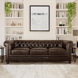Dark chesterfield sofa in a living room