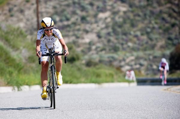 Evelyn Stevens (HTC-Columbia) puts some time on other riders on the way to third place.