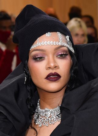 Rihanna arrives for the 2021 Met Gala at the Metropolitan Museum of Art on September 13, 2021 in New York