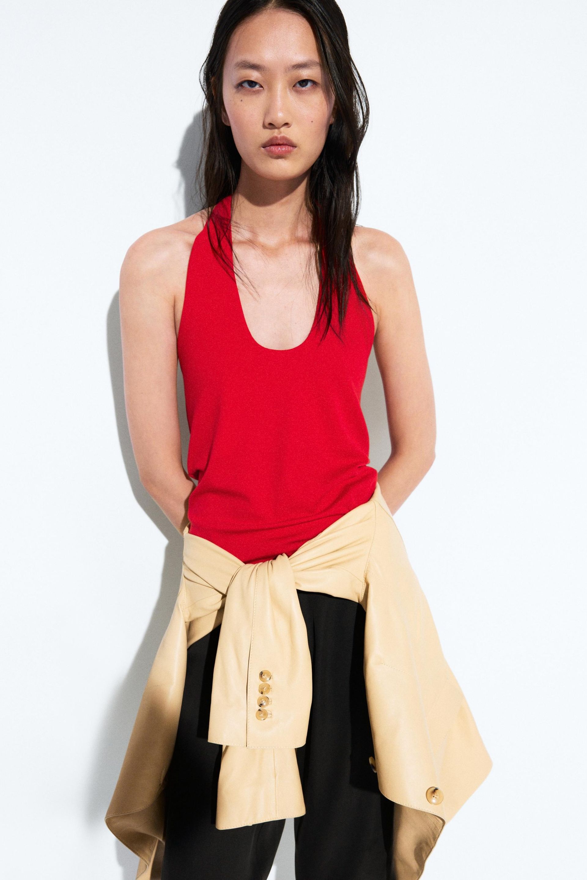 Massimo Dutti, Cotton Modal Blend Halter Top