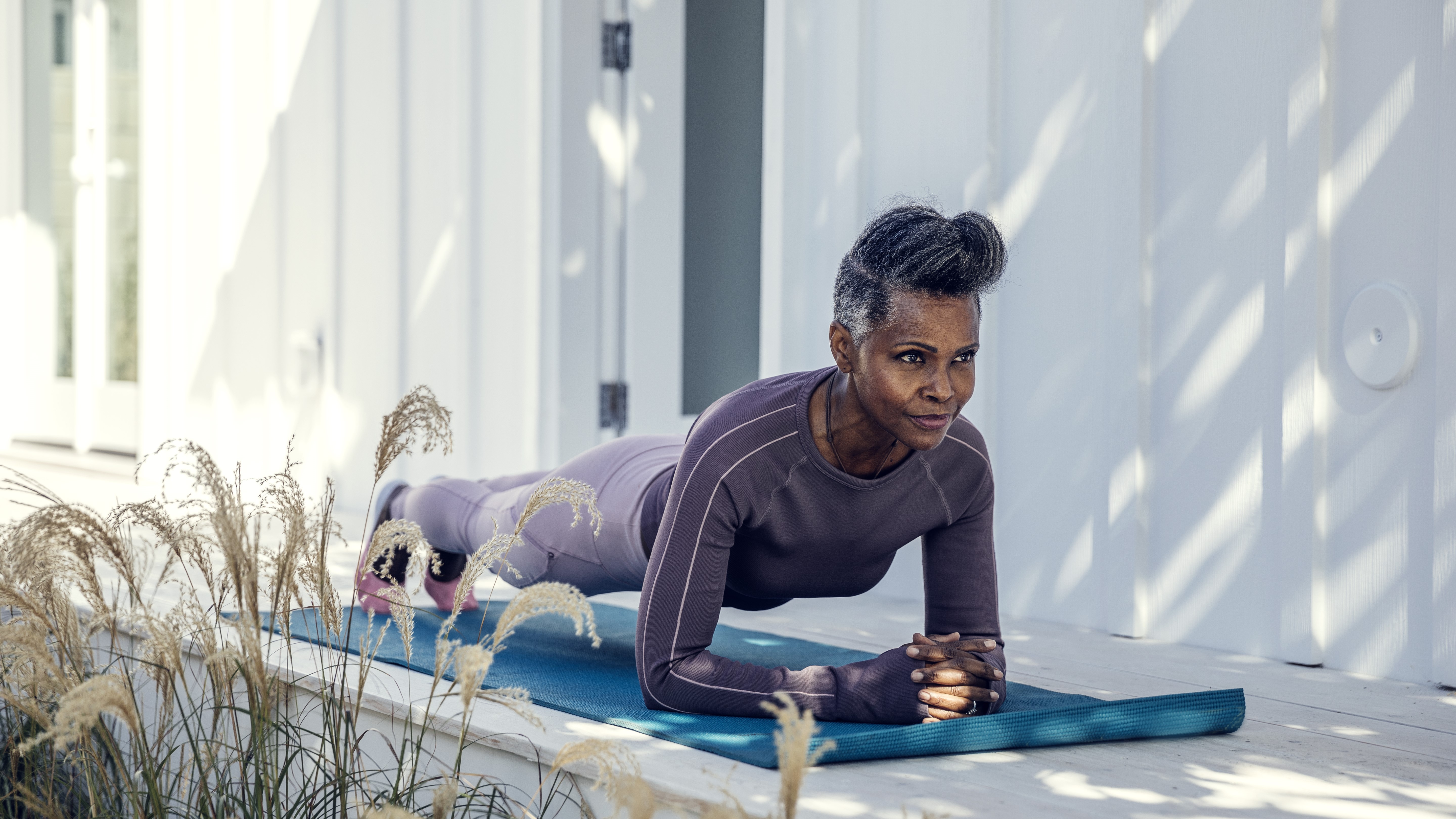 woman planking outside