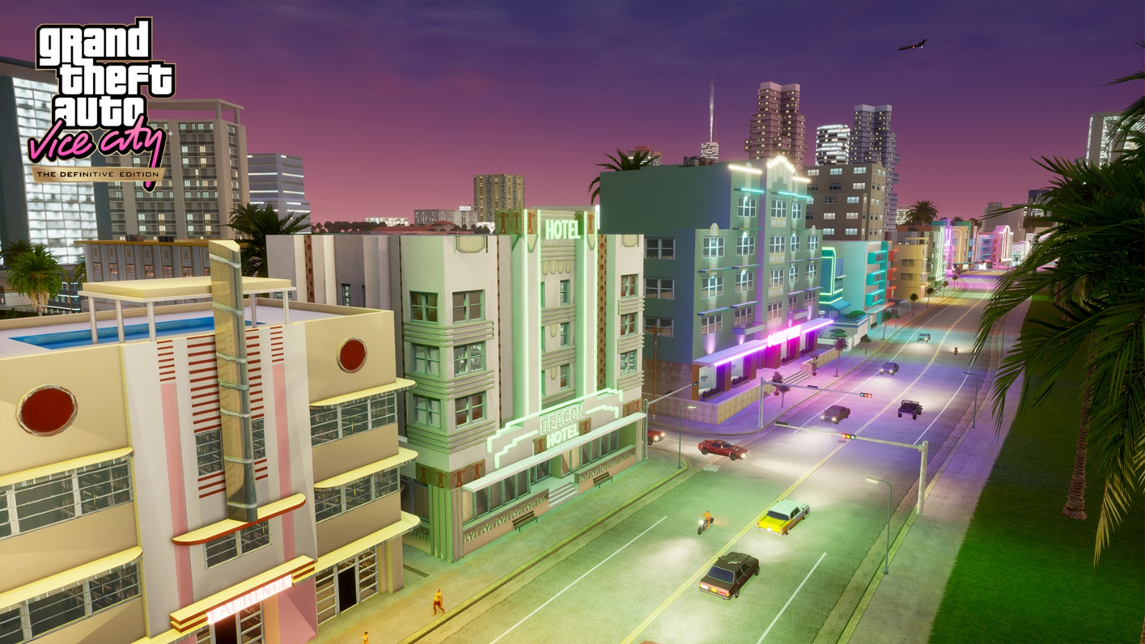 An aerial view of GTA Vice City.